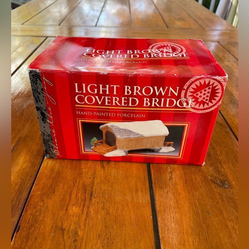 Vintage Lemax Light Brown Covered Bridge For Village